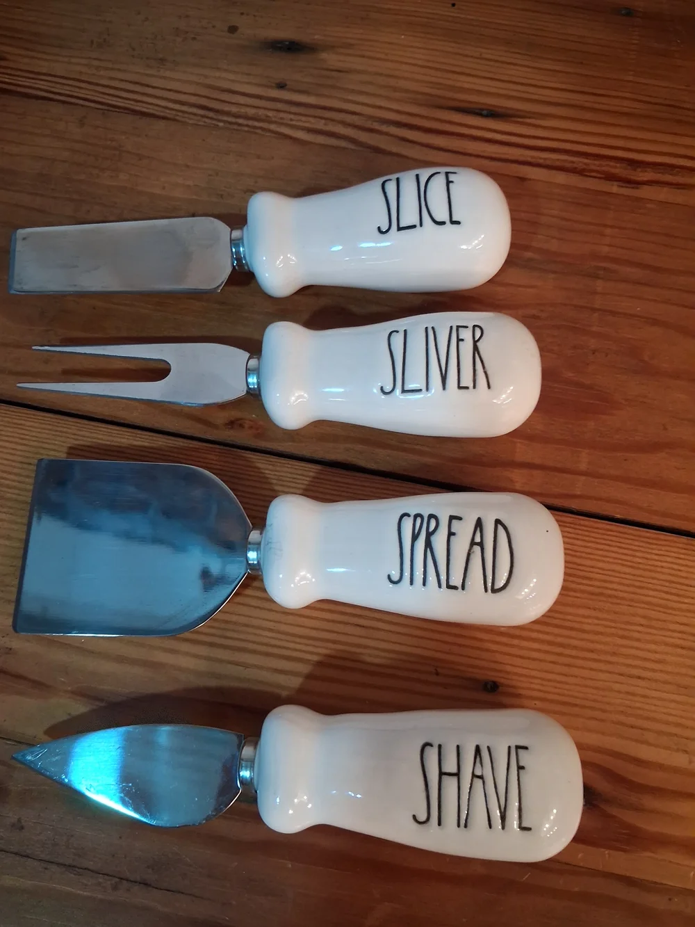Rae Dunn White Cheese Serving Tools - Slice Sliver Spread Shave
